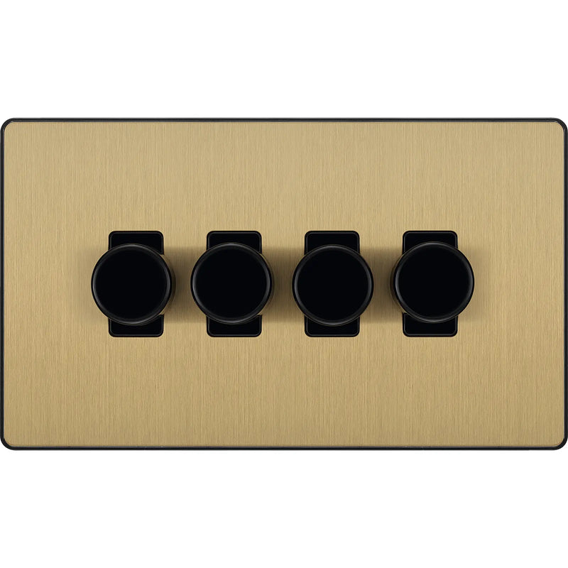 BG Electrical Evolve Satin Brass - Quadruple, 2 way push 200W