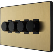 BG Electrical Evolve Satin Brass - Quadruple, 2 way push 200W