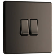 BG Electrical Flatplate Screwless Black Nickel - Double 2 way switch