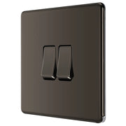 BG Electrical Flatplate Screwless Black Nickel - Double 2 way switch