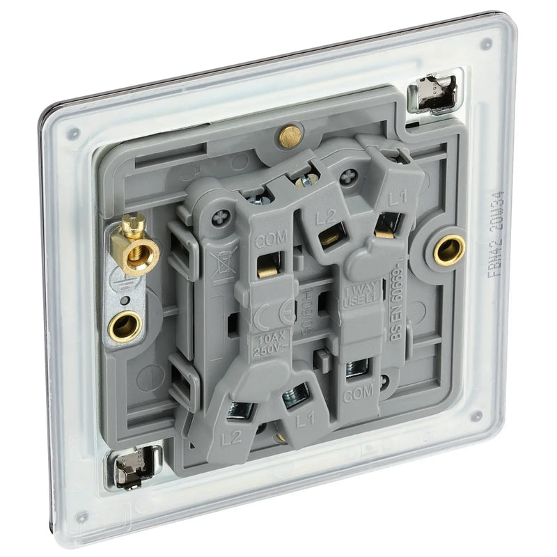 BG Electrical Flatplate Screwless Black Nickel - Double 2 way switch