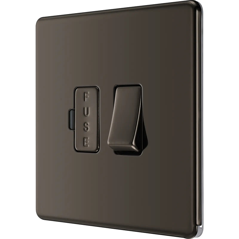 BG Electrical Flatplate Screwless Black Nickel - Switched and fused