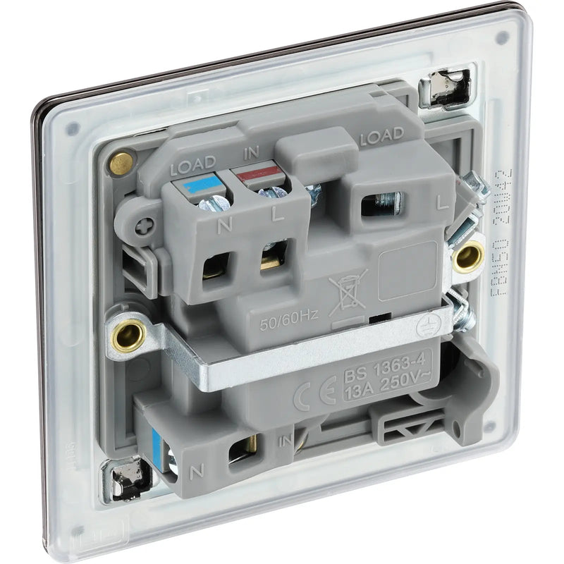 BG Electrical Flatplate Screwless Black Nickel - Switched and fused