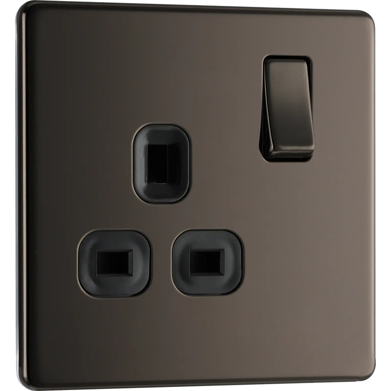 BG Electrical Flatplate Screwless Black Nickel - Single switched, double pole