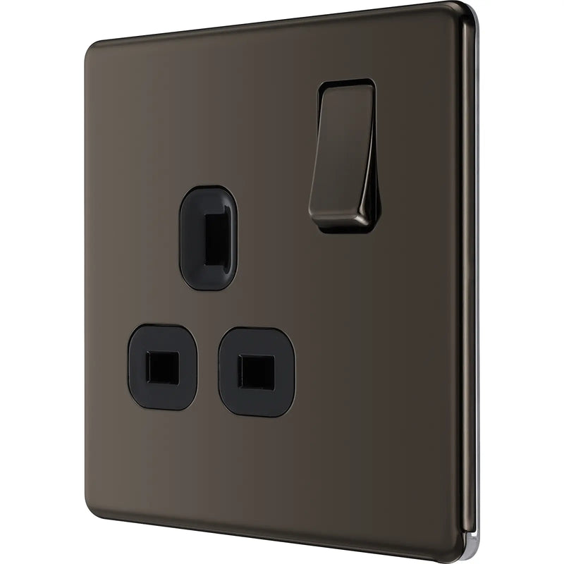 BG Electrical Flatplate Screwless Black Nickel - Single switched, double pole