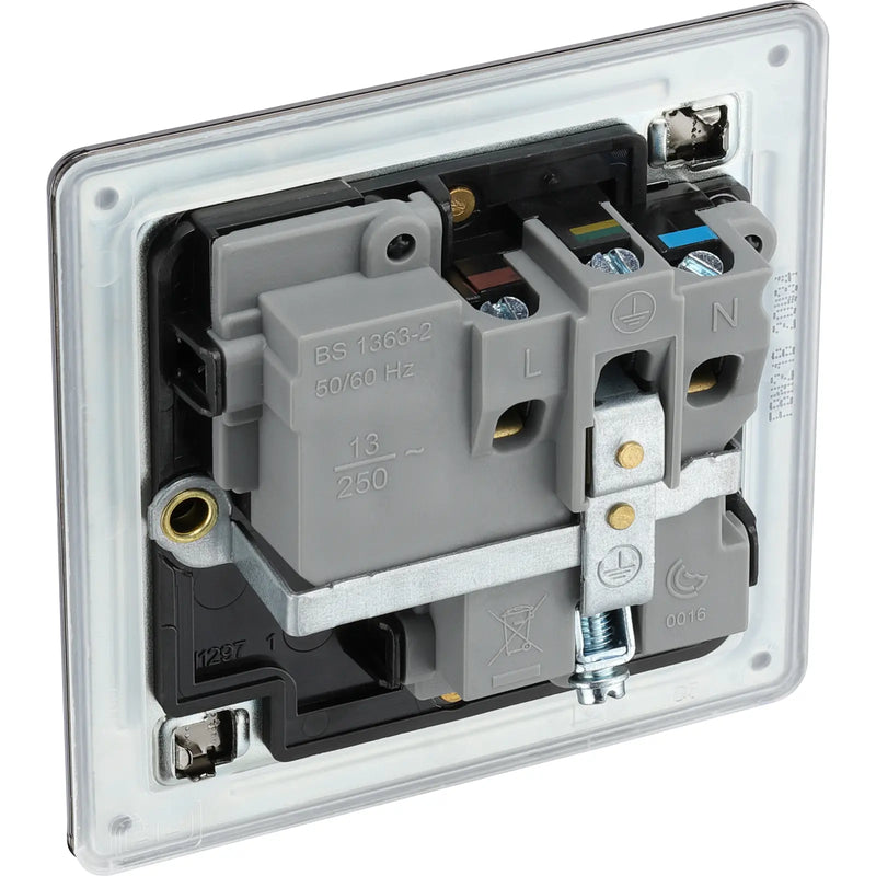 BG Electrical Flatplate Screwless Black Nickel - Single switched, double pole