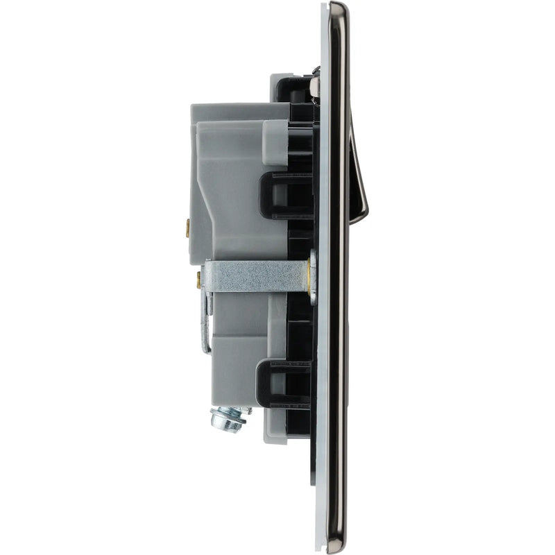 BG Electrical Flatplate Screwless Black Nickel - Single switched, double pole