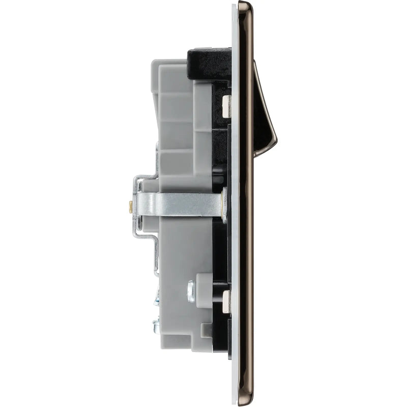 BG Electrical Flatplate Screwless Black Nickel - Double switched single pole, with 2 x USB A