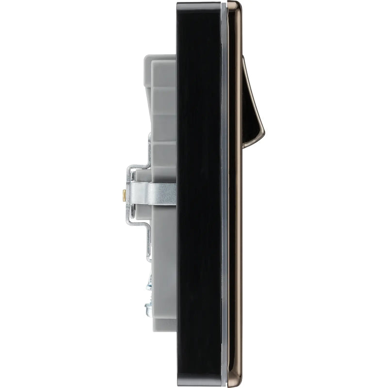 BG Electrical Flatplate Screwless Black Nickel - Double switched single pole, with 2 x USB A