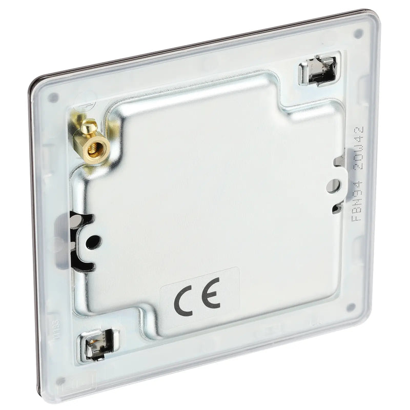 BG Electrical Flatplate Screwless Black Nickel - Single, blank plate