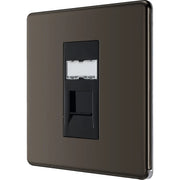 BG Electrical Flatplate Screwless Black Nickel - Single, RJ45 data socket