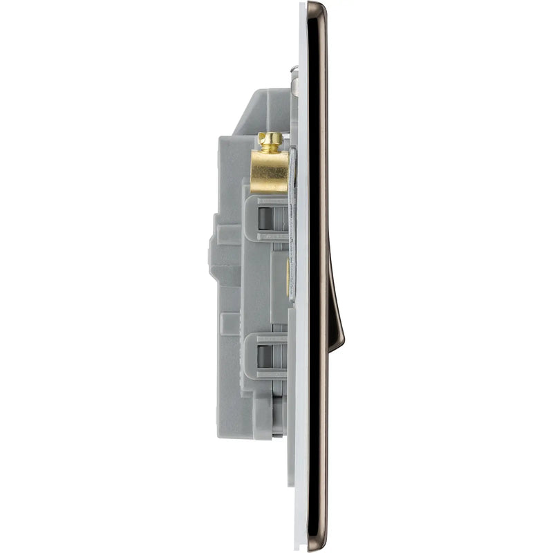 BG Electrical Flatplate Screwless Black Nickel - 20A double pole, with indicator