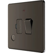 BG Electrical Flatplate Screwless Black Nickel - Switched and fused with indicator and flex outlet