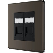 BG Electrical Flatplate Screwless Black Nickel - Double, RJ45 telephone socket