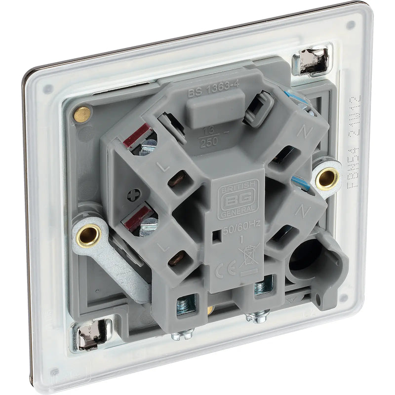 BG Electrical Flatplate Screwless Black Nickel - Unswitched and fused
