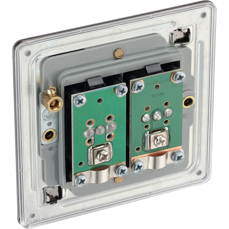 BG Electrical Flatplate Screwless Black Nickel - Double co-axial