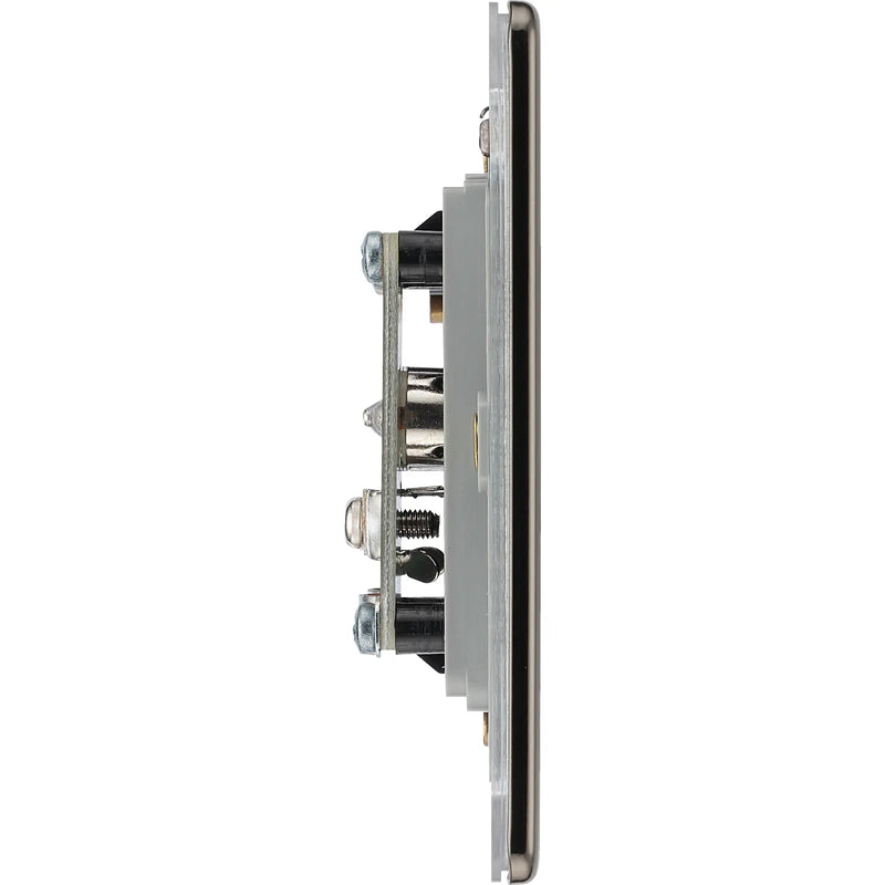 BG Electrical Flatplate Screwless Black Nickel - Double co-axial