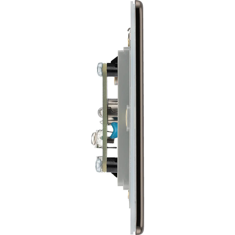 BG Electrical Flatplate Screwless Black Nickel - Double isolated, co-axial