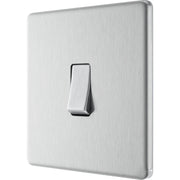BG Electrical Flatplate Screwless Brushed Steel - Single, 2 way switch