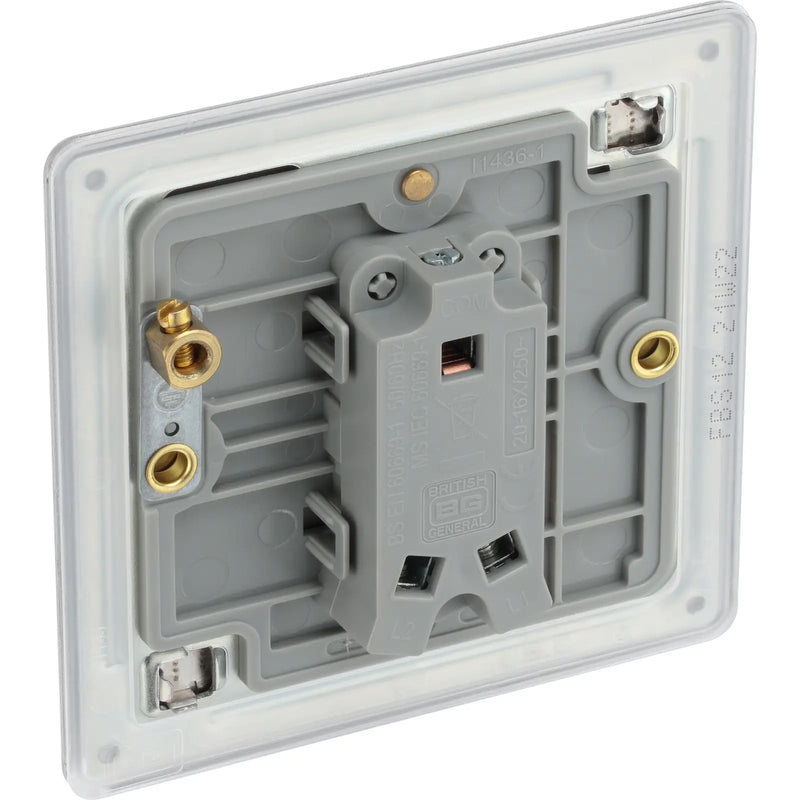 BG Electrical Flatplate Screwless Brushed Steel - Single, 2 way switch