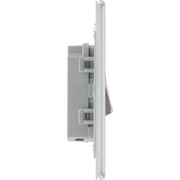 BG Electrical Flatplate Screwless Brushed Steel - Single, 2 way switch