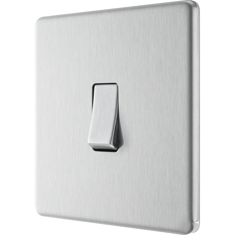 BG Electrical Flatplate Screwless Brushed Steel - Intermediate switch
