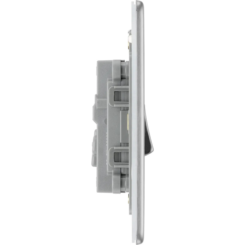 BG Electrical Flatplate Screwless Brushed Steel - Intermediate switch
