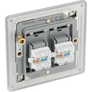 BG Electrical Flatplate Screwless Brushed Steel - Double, RJ45 telephone socket
