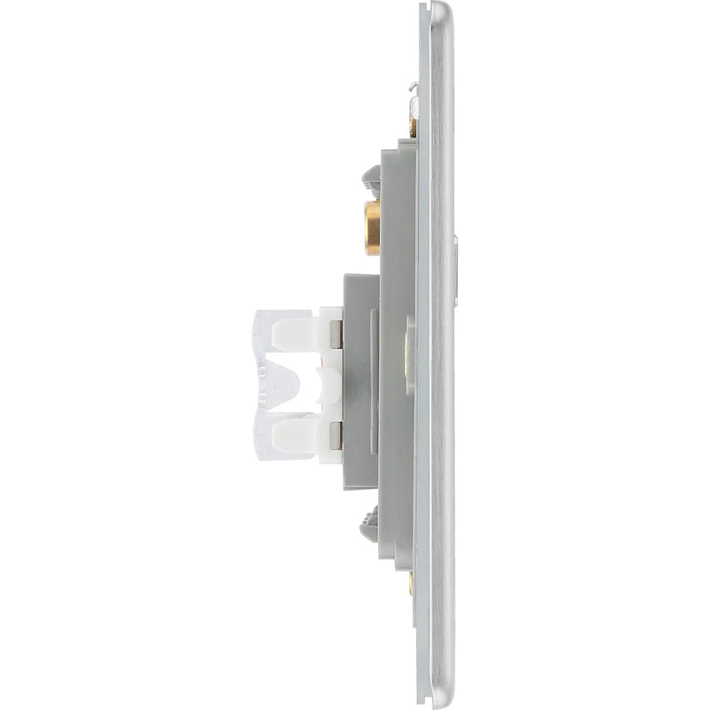 BG Electrical Flatplate Screwless Brushed Steel - Double, RJ45 telephone socket