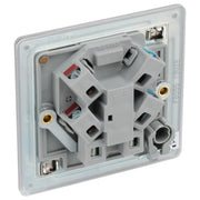 BG Electrical Flatplate Screwless Brushed Steel - Unswitched and fused with flex outlet