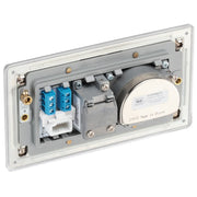 BG Electrical Flatplate Screwless Brushed Steel - Triplex with BT outlet and co-axial return - screened