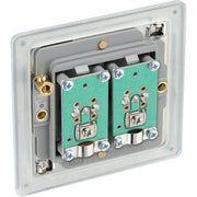 BG Electrical Flatplate Screwless Brushed Steel - Double, TV/FM