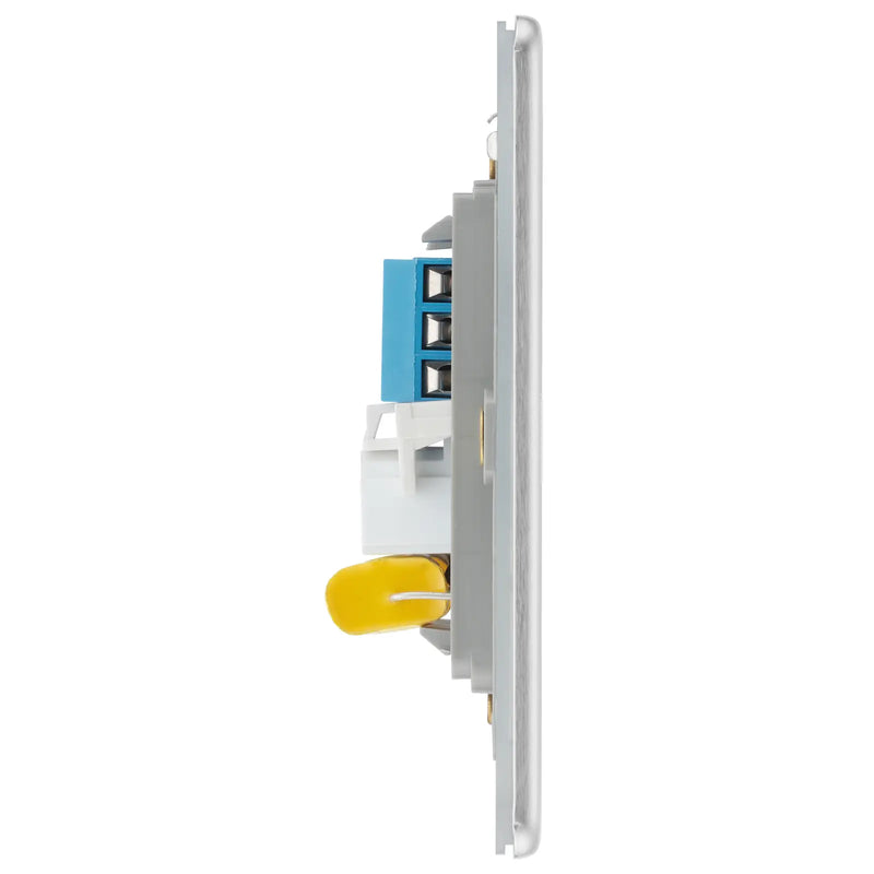 BG Electrical Flatplate Screwless Brushed Steel - Double, telephone socket, master