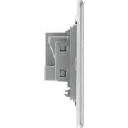 BG Electrical Flatplate Screwless Brushed Steel - Single unswitched, double pole