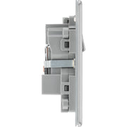 BG Electrical Flatplate Screwless Brushed Steel - Single, switched, universal with indicator (export only)