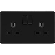 BG Electrical Flatplate Screwless Matt Black - Double switched, double pole