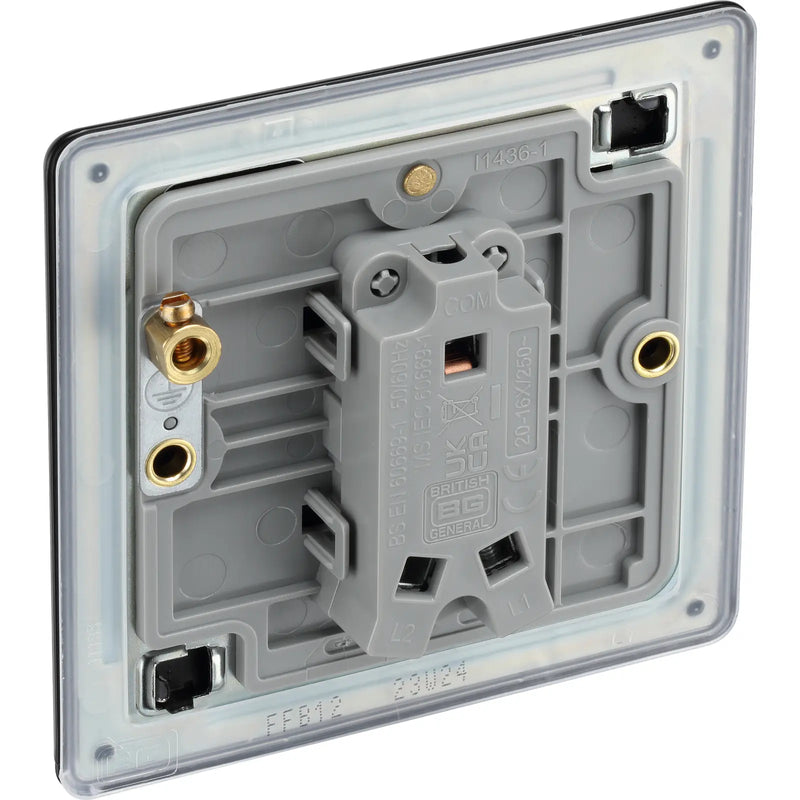 BG Electrical Flatplate Screwless Matt Black - Single 2 way switch