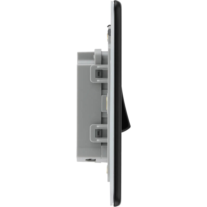 BG Electrical Flatplate Screwless Matt Black - Single 2 way switch