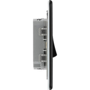 BG Electrical Flatplate Screwless Matt Black - Double, 2 way switch