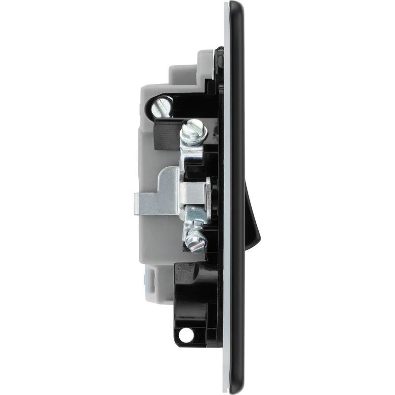 BG Electrical Flatplate Screwless Matt Black - Switched and fused