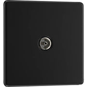 BG Electrical Flatplate Screwless Matt Black - Single, co-axial