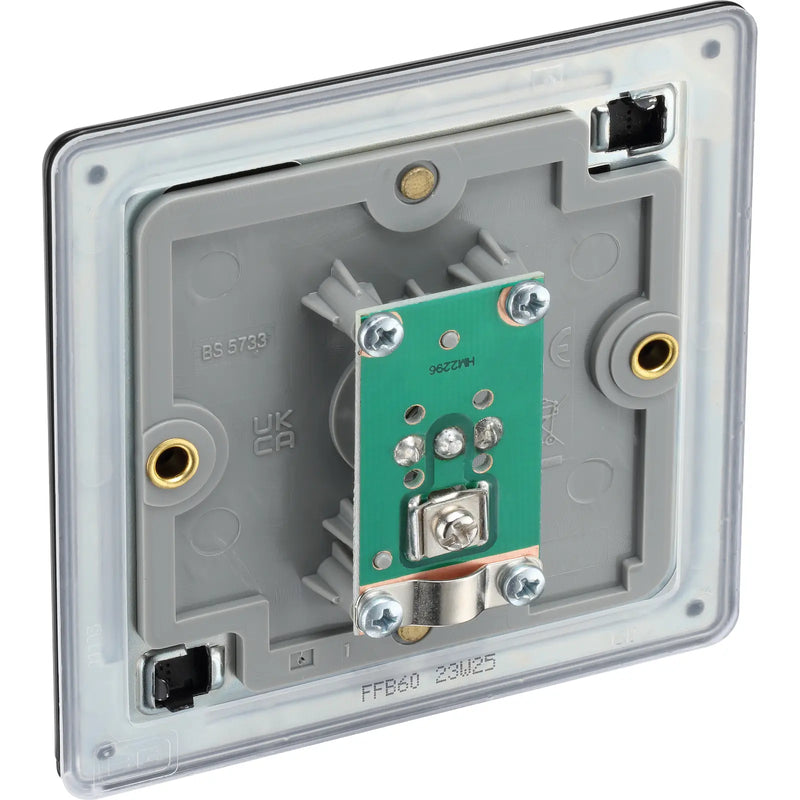 BG Electrical Flatplate Screwless Matt Black - Single, co-axial