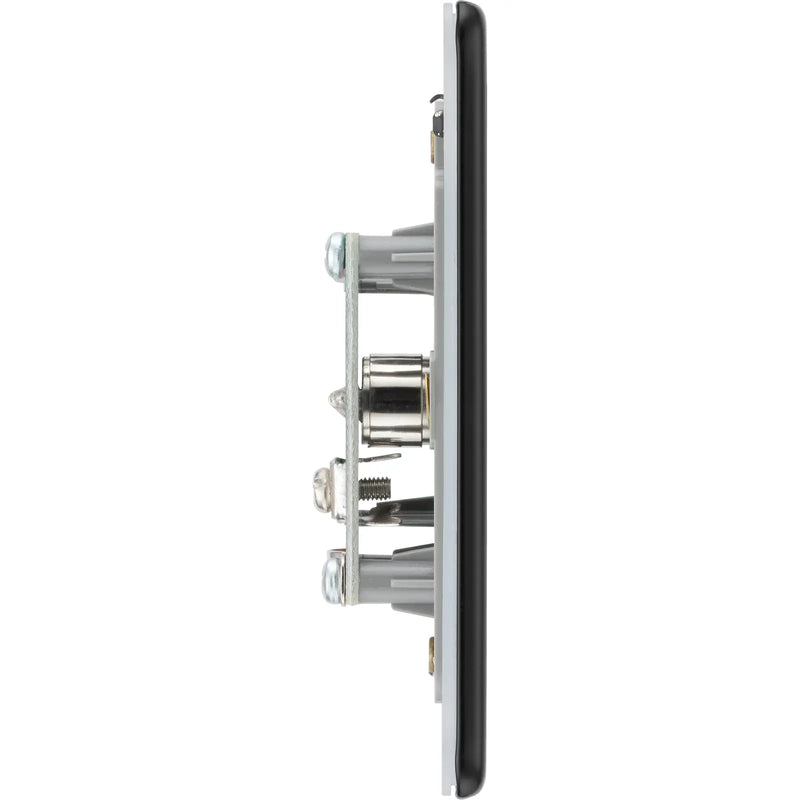 BG Electrical Flatplate Screwless Matt Black - Single, co-axial