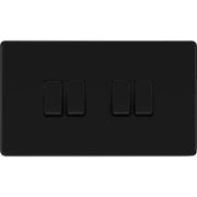 BG Electrical Flatplate Screwless Matt Black - Quadruple, 2 way switch