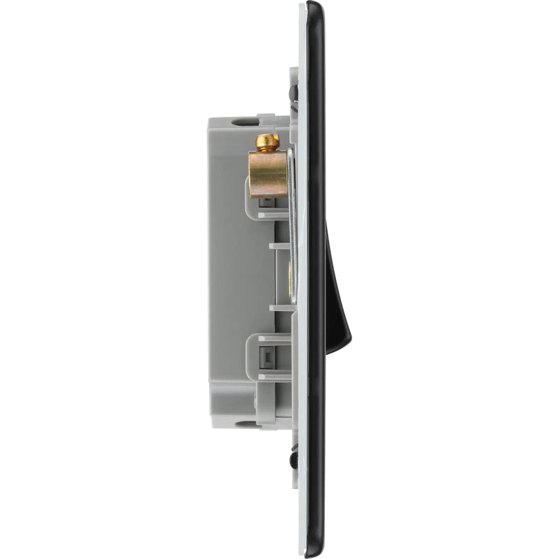 BG Electrical Flatplate Screwless Matt Black - Quadruple, 2 way switch