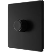 BG Electrical Flatplate Screwless Matt Black - Single, 2 way push 200W