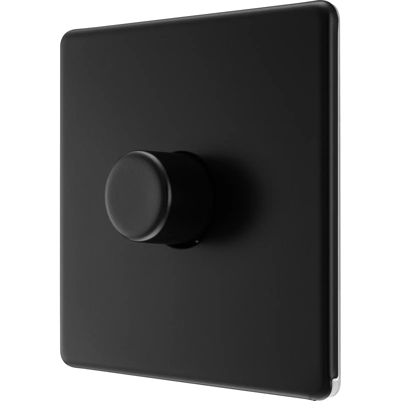 BG Electrical Flatplate Screwless Matt Black - Single, 2 way push 200W