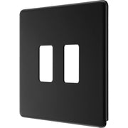BG Electrical Flatplate Screwless Matt Black - 2 module - square