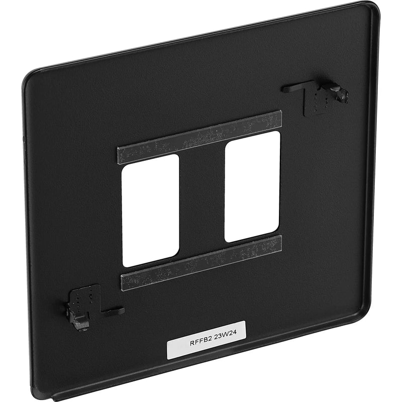 BG Electrical Flatplate Screwless Matt Black - 2 module - square