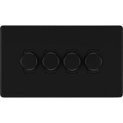 BG Electrical Flatplate Screwless Matt Black - Quadruple 2 way push 200W